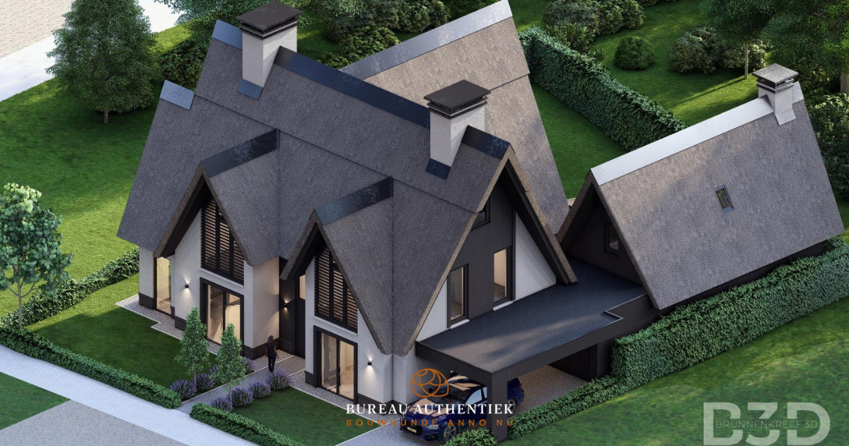 Statige woning met rieten kappen
